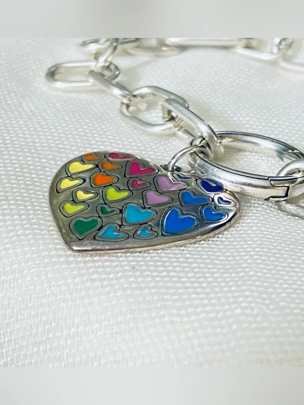 James Avery Full of Love Enamel Heart Dangle Charm | 925 Sterling Silver